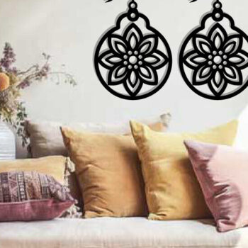 Intra απο ξύλο plywood 3mm-4mm πάχος - Σκουλαρίκι Μεταλλικό Τοίχο Κοπή Laser Δίασταση 3x3 cm INTRAFABR-116682613 - Image 2