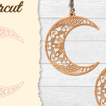 Intra απο ξύλο plywood 3mm-4mm πάχος - Σκουλαρίκι Moon Mandala Lasercut Δίασταση 3x3 cm INTRAFABR-121492729 - Image 1