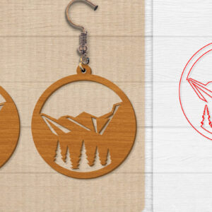 Intra απο ξύλο plywood 3mm-4mm πάχος - Σκουλαρίκι Mountain Lasercut Δίασταση 3x3 cm INTRAFABR-114653586