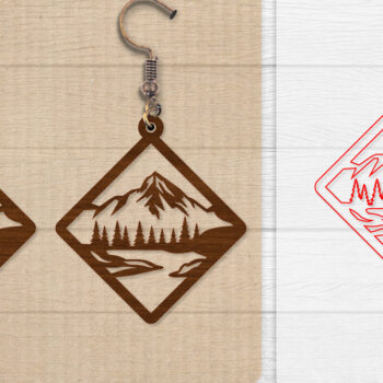 Intra απο ξύλο plywood 3mm-4mm πάχος - Σκουλαρίκι Mountain Lasercut BNDLE 12 Δίασταση 3x3 cm INTRAFABR-114654281 - Image 3