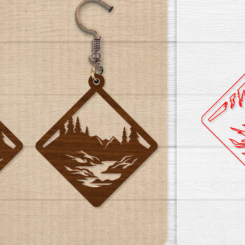 Intra απο ξύλο plywood 3mm-4mm πάχος - Σκουλαρίκι Mountain Lasercut BNDLE 12 Δίασταση 3x3 cm INTRAFABR-114654281 - Image 4