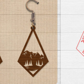 Intra απο ξύλο plywood 3mm-4mm πάχος - Σκουλαρίκι Mountain Lasercut BNDLE 12 Δίασταση 3x3 cm INTRAFABR-114654283 - Image 7