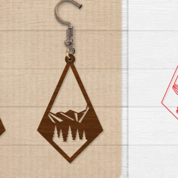 Intra απο ξύλο plywood 3mm-4mm πάχος - Σκουλαρίκι Mountain Lasercut BNDLE 12 Δίασταση 3x3 cm INTRAFABR-114654283 - Image 8