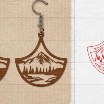 Intra απο ξύλο plywood 3mm-4mm πάχος - Σκουλαρίκι Mountain Lasercut BNDLE 12 Δίασταση 3x3 cm INTRAFABR-114654285 - Image 3