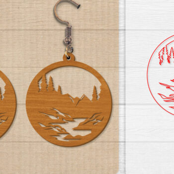 Intra απο ξύλο plywood 3mm-4mm πάχος - Σκουλαρίκι Mountain Lasercut BNDLE 12 Δίασταση 3x3 cm INTRAFABR-114653691 - Image 4