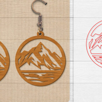 Intra απο ξύλο plywood 3mm-4mm πάχος - Σκουλαρίκι Mountain Lasercut Δίασταση 3x3 cm INTRAFABR-114653451 - Image 1