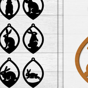 Intra απο ξύλο plywood 3mm-4mm πάχος - Σκουλαρίκι Rabbit Lasercut | Καλό Πάσχα Δίασταση 3x3 cm INTRAFABR-116735632