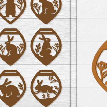 Intra απο ξύλο plywood 3mm-4mm πάχος - Σκουλαρίκι Rabbit Lasercut | Καλό Πάσχα Δίασταση 3x3 cm INTRAFABR-116735635 - Image 1