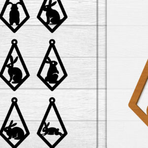 Intra απο ξύλο plywood 3mm-4mm πάχος - Σκουλαρίκι Rabbit Lasercut | Καλό Πάσχα Δίασταση 3x3 cm INTRAFABR-116735637