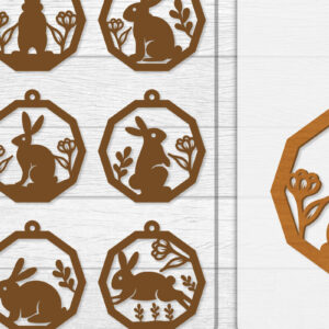 Intra απο ξύλο plywood 3mm-4mm πάχος - Σκουλαρίκι Rabbit Lasercut | Καλό Πάσχα Δίασταση 3x3 cm INTRAFABR-116735678