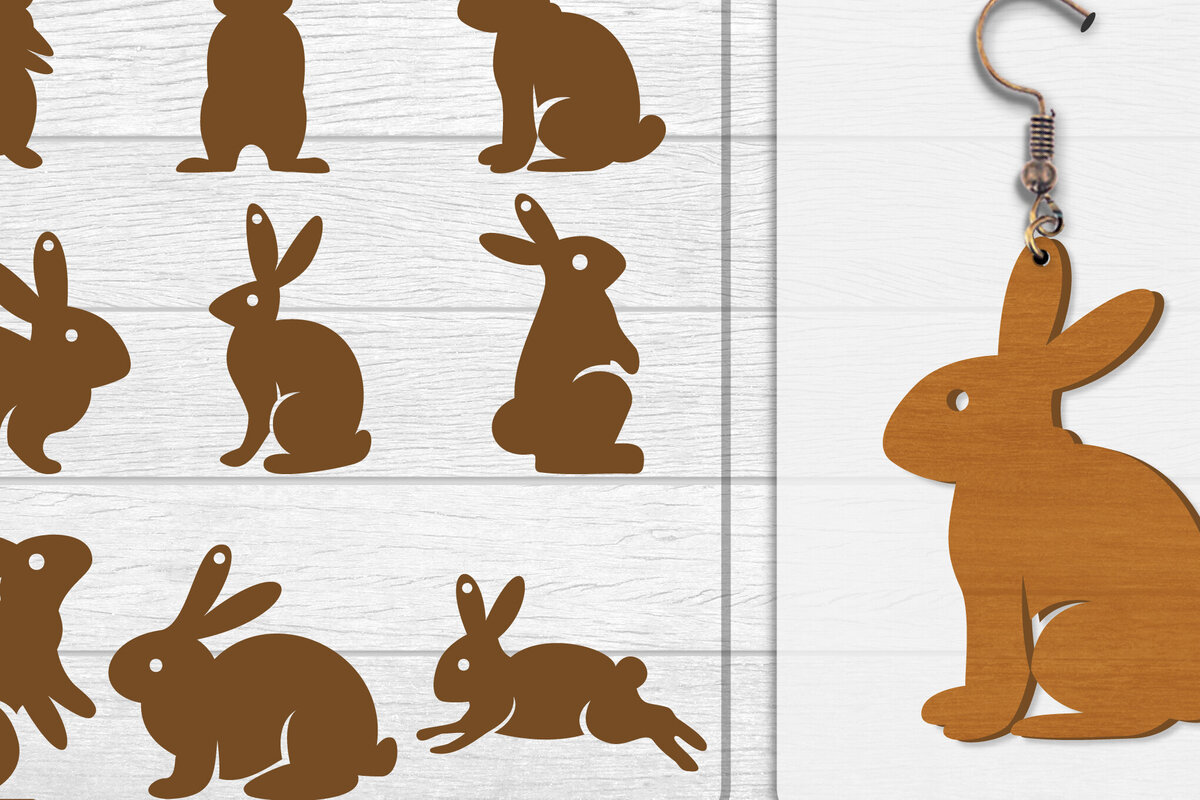 Intra απο ξύλο plywood 3mm-4mm πάχος - Σκουλαρίκι Rabbit Lasercut | Καλό Πάσχα Δίασταση 3x3 cm INTRAFABR-116735621