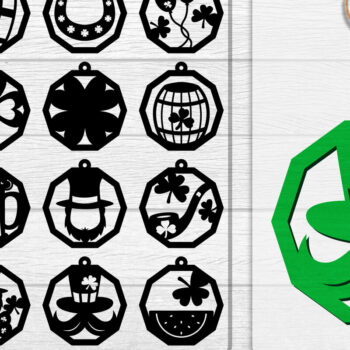 Intra απο ξύλο plywood 3mm-4mm πάχος - Σκουλαρίκια St Patrick's Day Lasercut BUNDLE Δίασταση 3x3 cm INTRAFABR-117784217 - Image 1