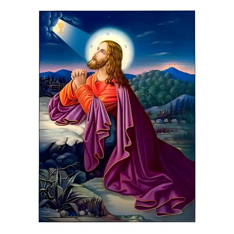 Εικόνα Ορθοδοξίας με περίγραμμα χρυσό σε ξύλο Φλαμουρίας  με  βάση Εικόνα Προσευχή εις Γεθσημανή Χειροποίητη Ελληνορθόδοξη , Κρεμαστή πλάκα βυζαντινής τέχνης, χριστιανική τέχνη Διάσταση 10x7 cm (3,9 x 2,8 ίντσες) INTRAEK-670952