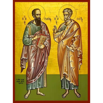 Εικόνα Ορθοδοξίας με περίγραμμα χρυσό σε ξύλο Φλαμουρίας με βάση Εικόνα ΑΓΙΟΙ ΑΠΟΣΤΟΛΟΙ ΠΕΤΡΟΣ ΚΑΙ ΠΑΥΛΟΣ, ΟΛΟΣΩΜΟΙ Χειροποίητη Ελληνορθόδοξη εικόνα του Ιησού Χριστού, Κρεμαστή πλάκα βυζαντινής τέχνης, χριστιανική τέχνη Διάσταση 40x30 cm (10,2x7,9 ίντσες) INTRAEK-1447757865181 - Image 1
