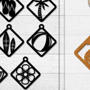 Intra απο ξύλο plywood 3mm-4mm πάχος - Σκουλαρίκι Summer Lasercut BUNDLE 8 DESIGNS Δίασταση 3x3 cm INTRAFABR-118160136