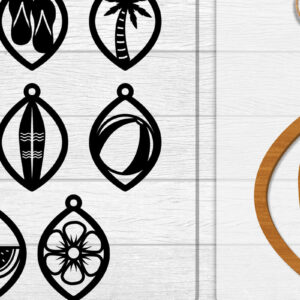 Intra απο ξύλο plywood 3mm-4mm πάχος - Σκουλαρίκι Summer Lasercut BUNDLE 8 DESIGNS Δίασταση 3x3 cm INTRAFABR-118160139