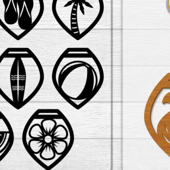 Intra απο ξύλο plywood 3mm-4mm πάχος - Σκουλαρίκι Summer Lasercut BUNDLE 8 DESIGNS Δίασταση 3x3 cm INTRAFABR-118160145 - Image 1