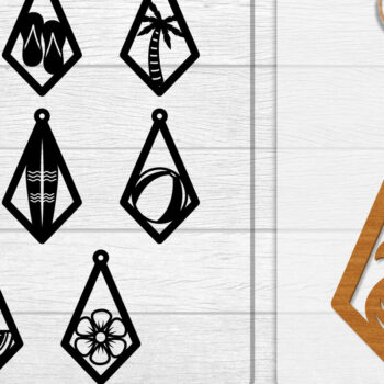 Intra απο ξύλο plywood 3mm-4mm πάχος - Σκουλαρίκι Summer Lasercut BUNDLE 8 DESIGNS Δίασταση 3x3 cm INTRAFABR-118160153 - Image 1