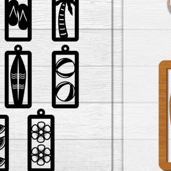 Intra απο ξύλο plywood 3mm-4mm πάχος - Σκουλαρίκι Summer Lasercut BUNDLE 8 DESIGNS Δίασταση 3x3 cm INTRAFABR-118160168 - Image 1