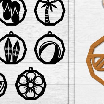 Intra απο ξύλο plywood 3mm-4mm πάχος - Σκουλαρίκι Summer Lasercut BUNDLE 8 DESIGNS Δίασταση 3x3 cm INTRAFABR-118160208 - Image 1