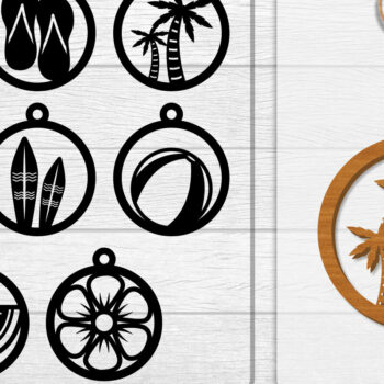 Intra απο ξύλο plywood 3mm-4mm πάχος - Σκουλαρίκι Summer Lasercut BUNDLE 8 DESIGNS Δίασταση 3x3 cm INTRAFABR-118160127 - Image 1