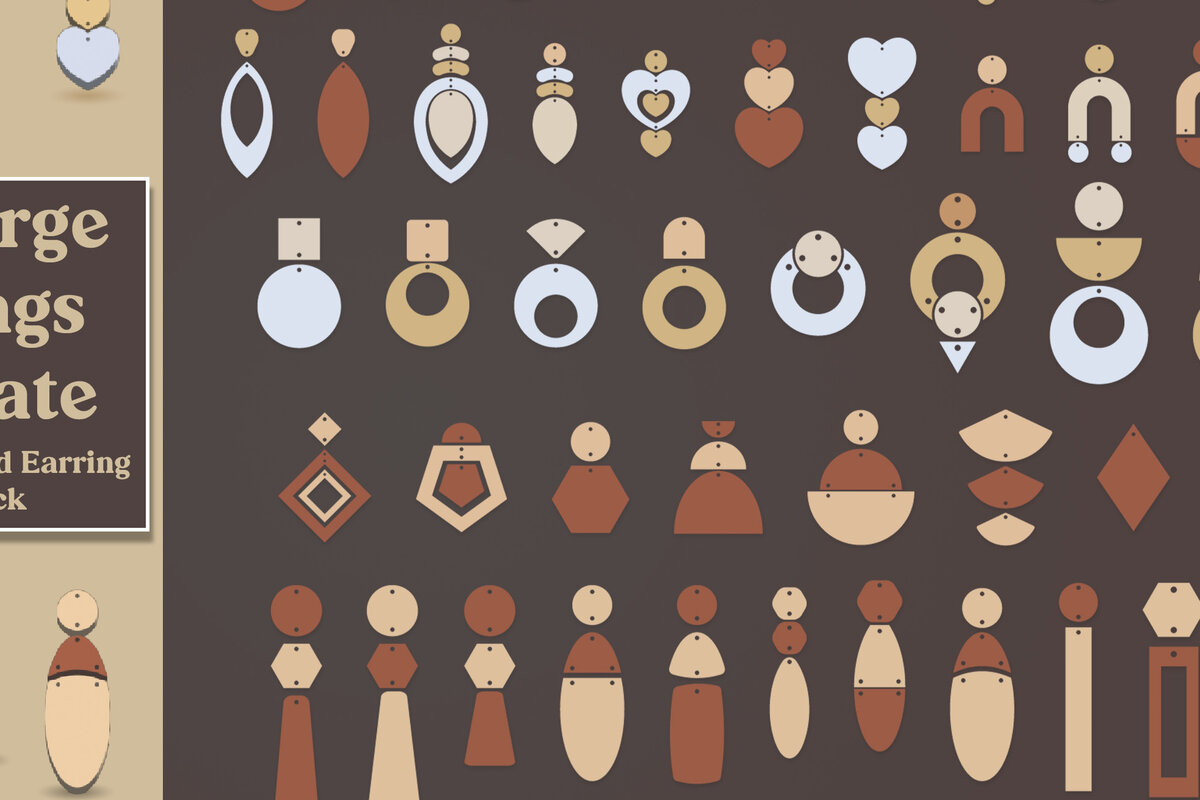 Intra απο ξύλο plywood 3mm-4mm πάχος - Σκουλαρίκια  Bundle, Earring Cut Files Δίασταση 3x3 cm INTRAFABR-58520588