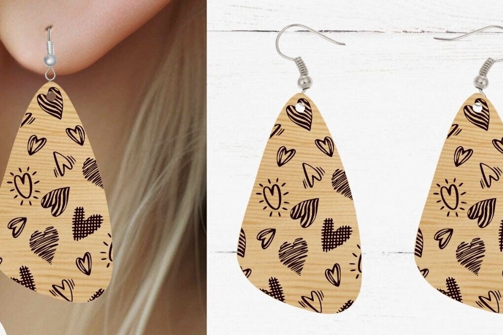 Intra απο ξύλο plywood 3mm-4mm πάχος - Σκουλαρίκι ,  κοπής με λέιζερ σκουλαρικιών Δίασταση 3x3 cm INTRAFABR-89697111