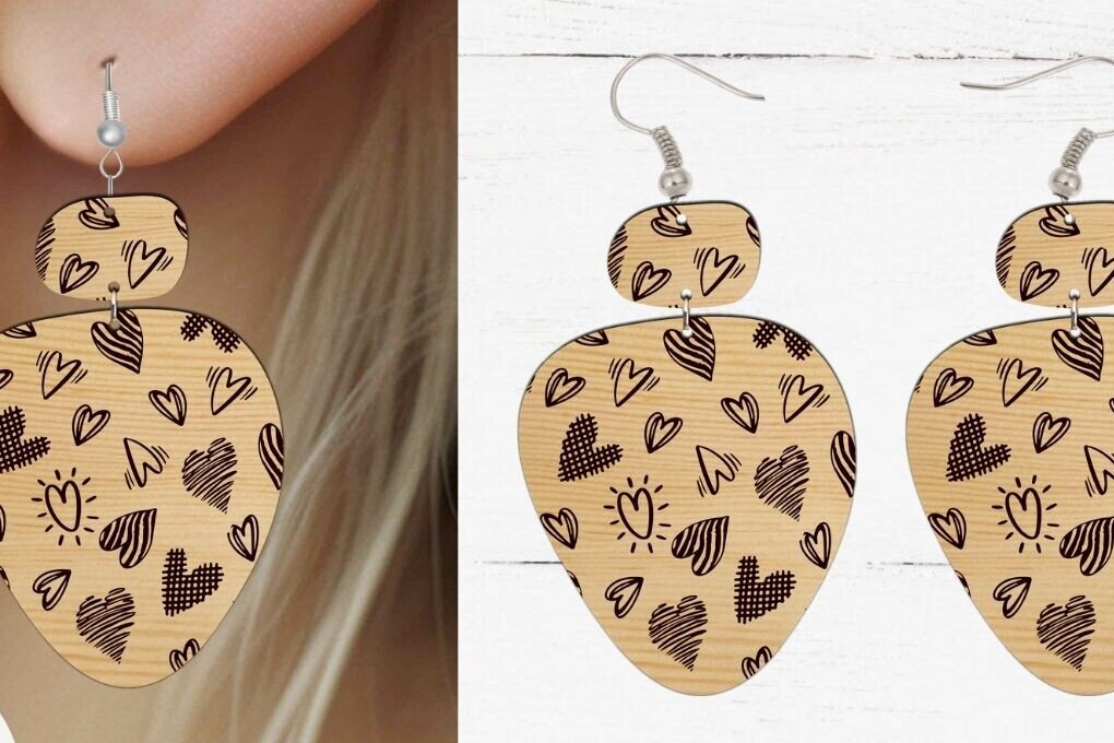 Intra απο ξύλο plywood 3mm-4mm πάχος - Σκουλαρίκι , Σκουλαρίκι Laser Cut File  Δίασταση 3x3 cm INTRAFABR-90817722