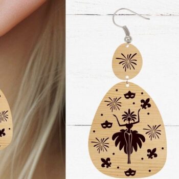 Intra απο ξύλο plywood 3mm-4mm πάχος - Σκουλαρίκι ,  κοπής με λέιζερ σκουλαρικιών Δίασταση 3x3 cm INTRAFABR-89447652 - Image 3