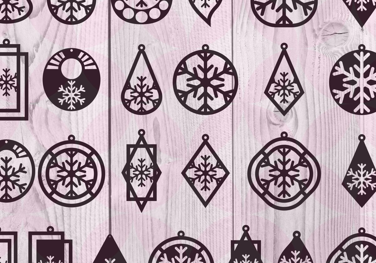 Intra απο ξύλο plywood 3mm-4mm πάχος - Σκουλαρίκια Χριστουγεννιάτικη Σειρά 1 Δίασταση 3x3 cm INTRAFABR-14082061