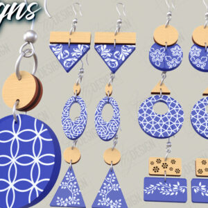 Intra απο ξύλο plywood 3mm-4mm πάχος - Πακέτο σχεδίασης σκουλαρίκια | Ακρυλικό λέιζερ Δίασταση 3x3 cm INTRAFABR-116899325