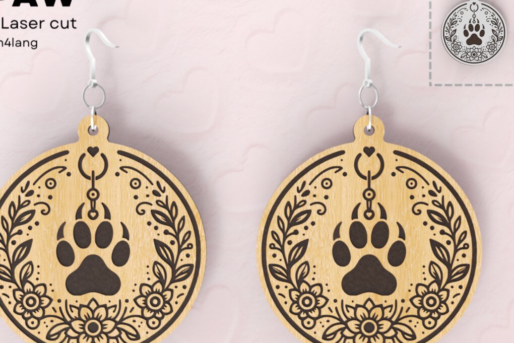 Intra απο ξύλο plywood 3mm-4mm πάχος - Σκουλαρίκια, Λουλούδι, Γάτα, Πόδι, Κόψιμο με λέιζερ Δίασταση 3x3 cm INTRAFABR-93654208