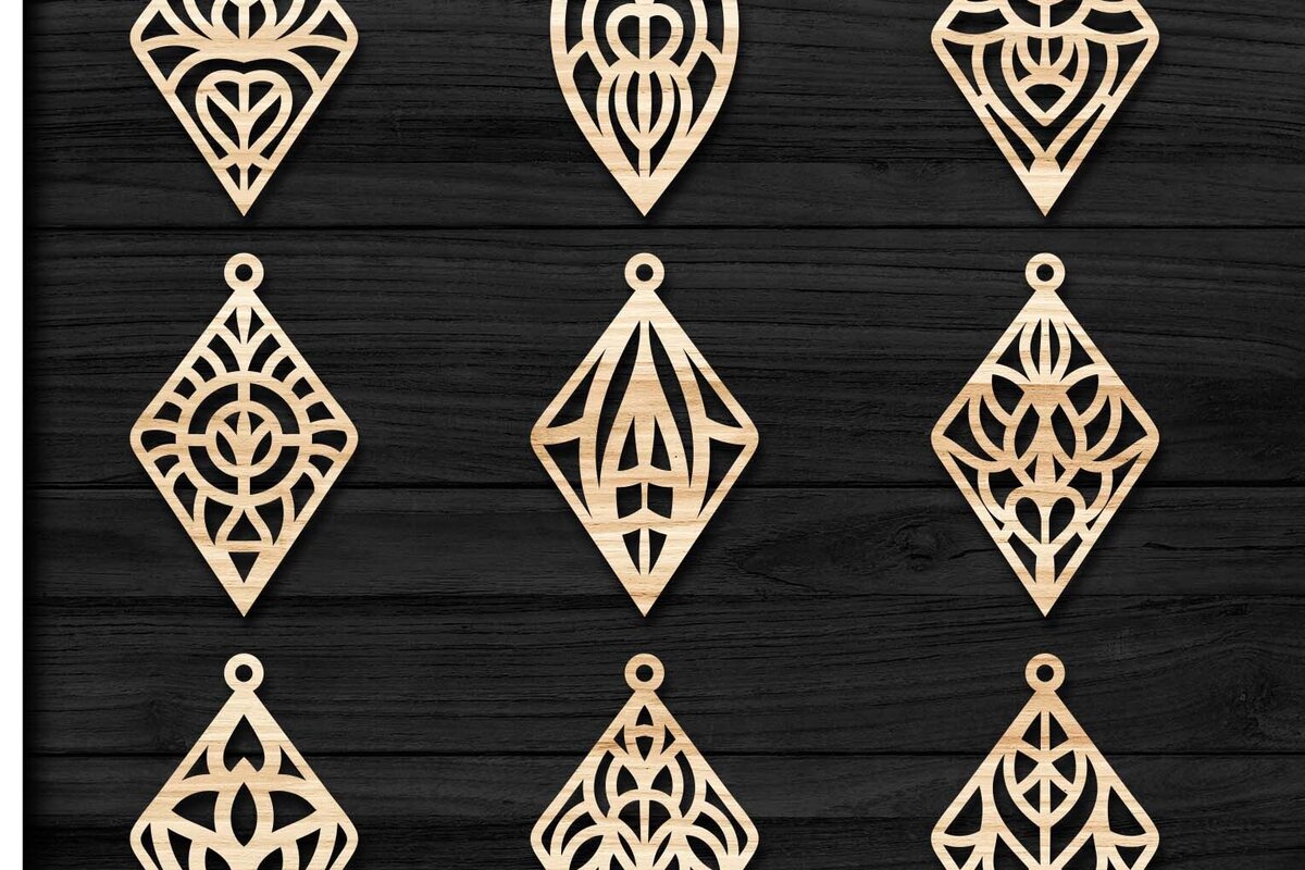 Intra απο ξύλο plywood 3mm-4mm πάχος - Σκουλαρίκια Jewelry Laser Cut  Bundle 57 Δίασταση 3x3 cm INTRAFABR-78345466