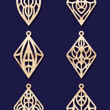 Intra απο ξύλο plywood 3mm-4mm πάχος - Σκουλαρίκια Jewelry Laser Cut  Bundle 57 Δίασταση 3x3 cm INTRAFABR-78345466 - Image 2
