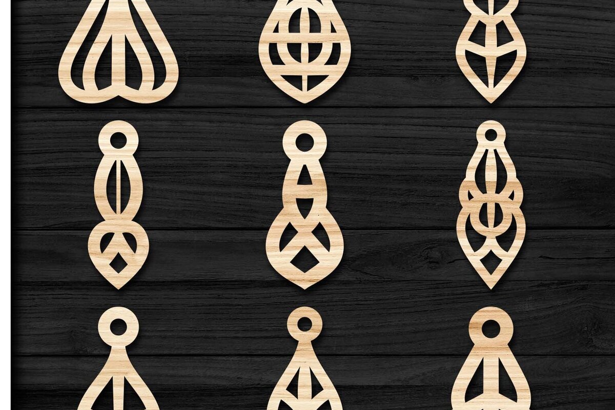 Intra απο ξύλο plywood 3mm-4mm πάχος - Σκουλαρίκια Jewelry Laser Cut  Bundle 61 Δίασταση 3x3 cm INTRAFABR-78559356