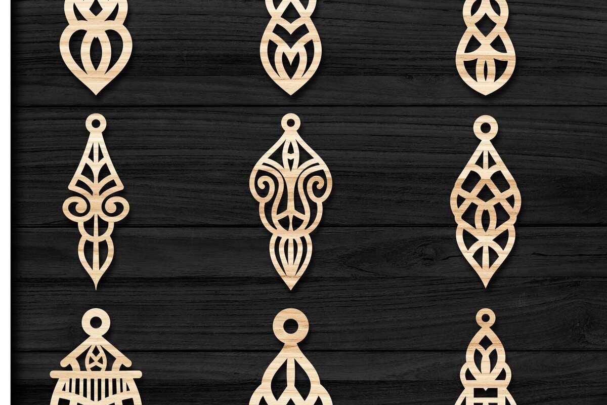 Intra απο ξύλο plywood 3mm-4mm πάχος - Σκουλαρίκια Jewelry Laser Cut  Bundle 64 Δίασταση 3x3 cm INTRAFABR-78559324