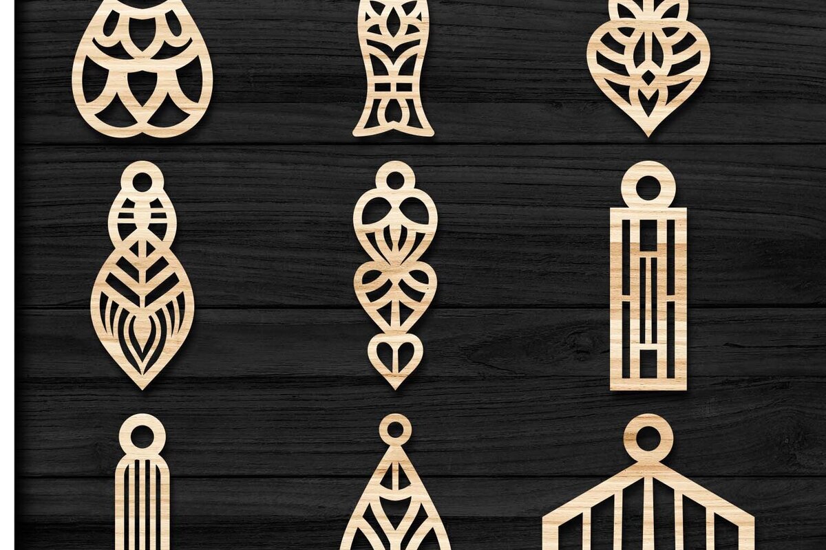 Intra απο ξύλο plywood 3mm-4mm πάχος - Σκουλαρίκια Jewelry Laser Cut  Bundle 65 Δίασταση 3x3 cm INTRAFABR-78559327