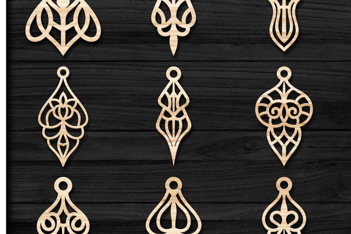 Intra απο ξύλο plywood 3mm-4mm πάχος - Σκουλαρίκια Jewelry Laser Cut  Bundle 67 Δίασταση 3x3 cm INTRAFABR-78559777