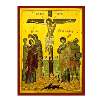 Εικόνα Ορθοδοξίας με περίγραμμα χρυσό σε ξύλο Φλαμουρίας με βάση Εικόνα Σταύρωση του Χριστού Χειροποίητη Ελληνορθόδοξη , Κρεμαστή πλάκα βυζαντινής τέχνης, χριστιανική τέχνη Διάσταση 10x7 cm (3,9 x 2,8 ίντσες) INTRAEK-670948 - Image 1
