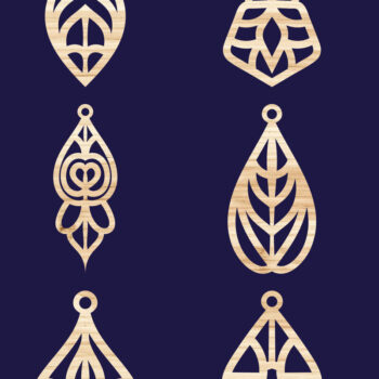 Intra απο ξύλο plywood 3mm-4mm πάχος - Σκουλαρίκια Jewelry Laser Cut  Bundle 68 Δίασταση 3x3 cm INTRAFABR-78560027 - Image 2