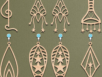 Intra απο ξύλο plywood 3mm-4mm πάχος - Σκουλαρίκια Κοσμήματα Σετ Laser Cut Δίασταση 3x3 cm INTRAFABR-56841348 - Image 1