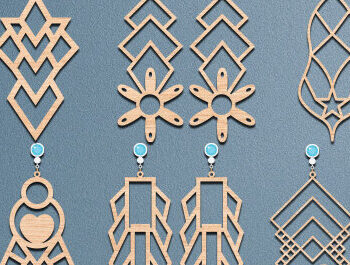 Intra απο ξύλο plywood 3mm-4mm πάχος - Σκουλαρίκια Κοσμήματα Σετ Laser Cut Δίασταση 3x3 cm INTRAFABR-56685813 - Image 1