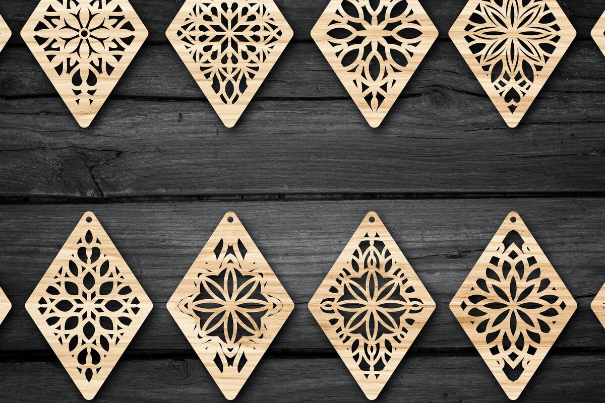 Intra απο ξύλο plywood 3mm-4mm πάχος - Σκουλαρίκια Κοσμήματα  Laser Cut Bundle Δίασταση 3x3 cm INTRAFABR-41640775