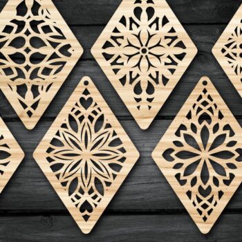 Intra απο ξύλο plywood 3mm-4mm πάχος - Σκουλαρίκια Κοσμήματα  Laser Cut Bundle Δίασταση 3x3 cm INTRAFABR-41640775 - Image 2