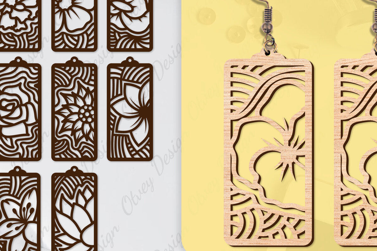 Intra απο ξύλο plywood 3mm-4mm πάχος - Σκουλαρίκια Μπρελόκ Laser Cut BNDLE Δίασταση 3x3 cm INTRAFABR-104538985