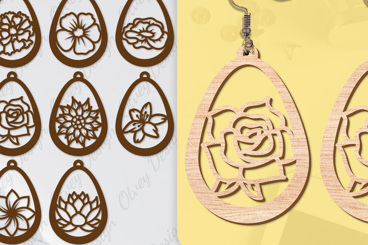 Intra απο ξύλο plywood 3mm-4mm πάχος - Σκουλαρίκια Μπρελόκ Laser Cut BNDLE Δίασταση 3x3 cm INTRAFABR-104538925