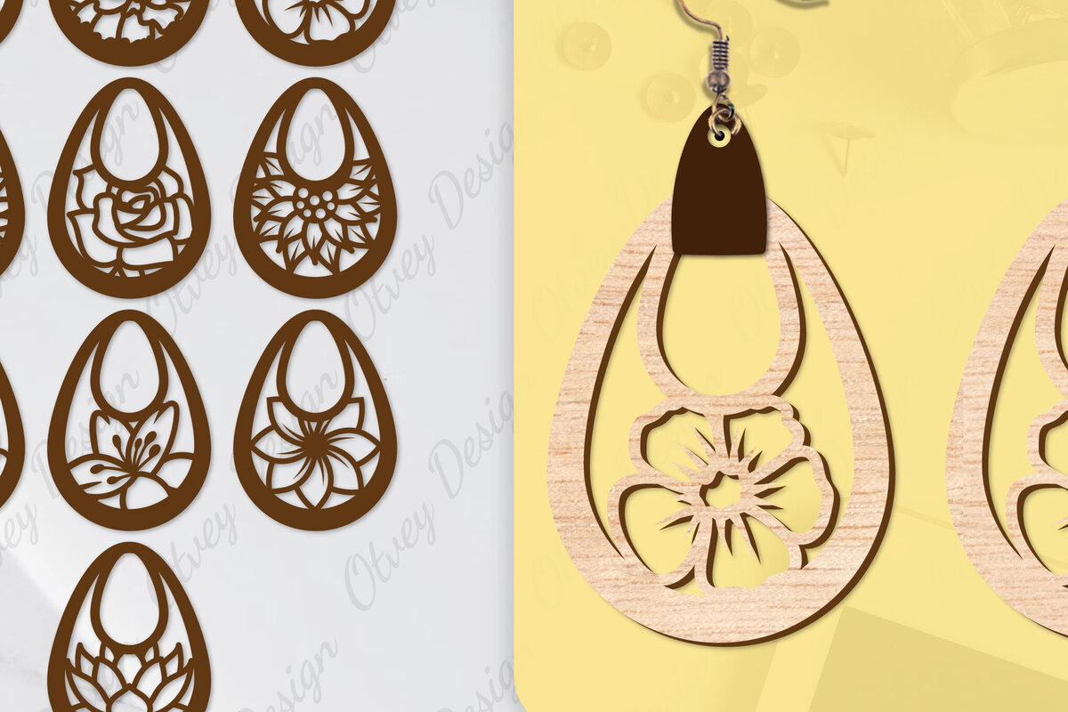 Intra απο ξύλο plywood 3mm-4mm πάχος - Σκουλαρίκια Μπρελόκ Laser Cut BNDLE Δίασταση 3x3 cm INTRAFABR-104538942