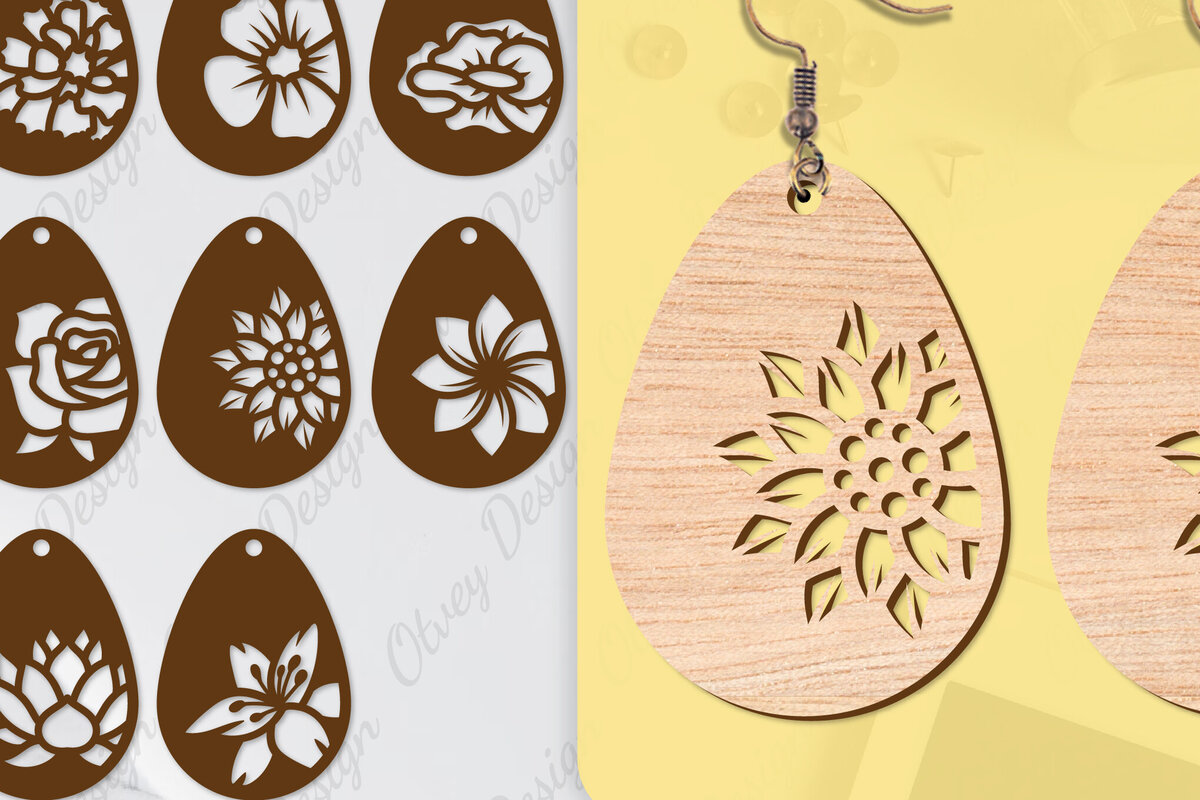 Intra απο ξύλο plywood 3mm-4mm πάχος - Σκουλαρίκια Μπρελόκ Laser Cut BNDLE Δίασταση 3x3 cm INTRAFABR-104538950