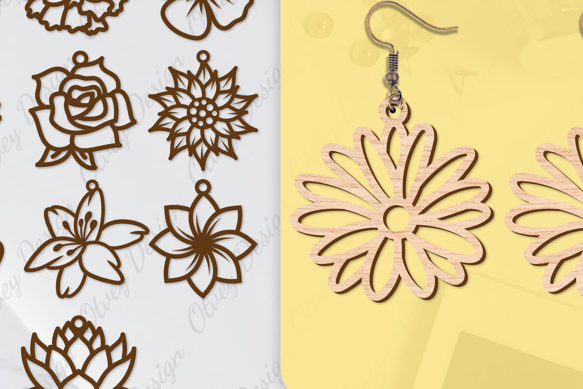 Intra απο ξύλο plywood 3mm-4mm πάχος - Σκουλαρίκια Μπρελόκ Laser Cut BNDLE Δίασταση 3x3 cm INTRAFABR-104538960