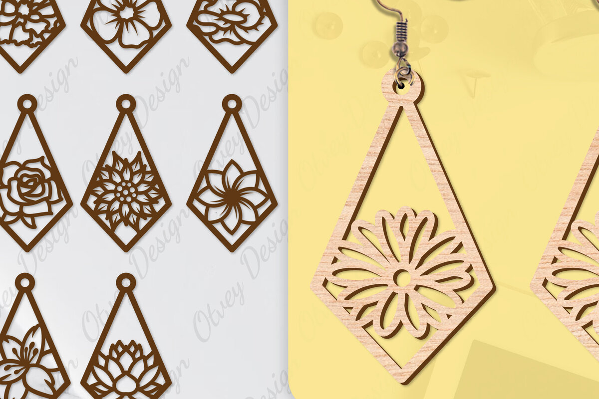 Intra απο ξύλο plywood 3mm-4mm πάχος - Σκουλαρίκια Μπρελόκ Laser Cut BNDLE Δίασταση 3x3 cm INTRAFABR-104538972